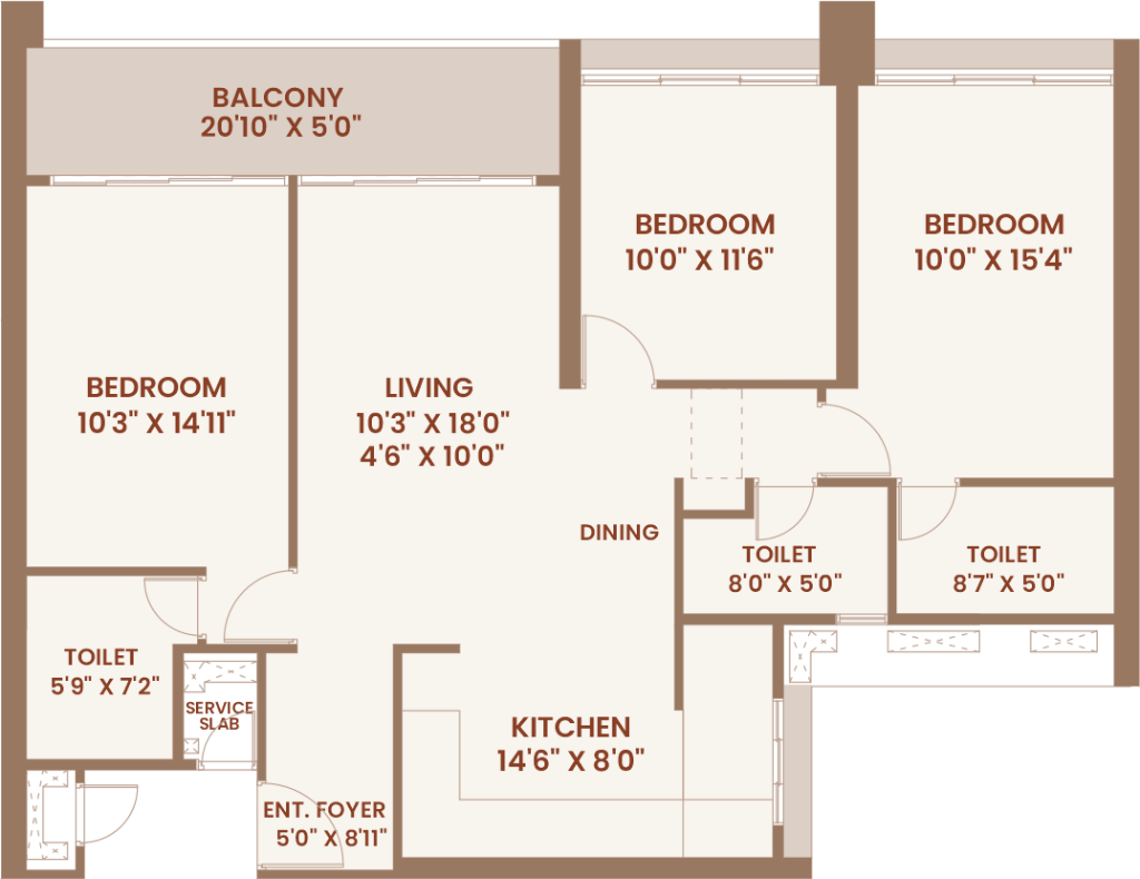 Pawar Skyora 3 BHK Sky-Hi Residence Unit Floor Plan